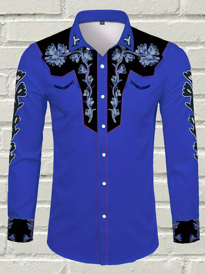 Hardfell | Noah - long-sleeved shirt with vintage floral print