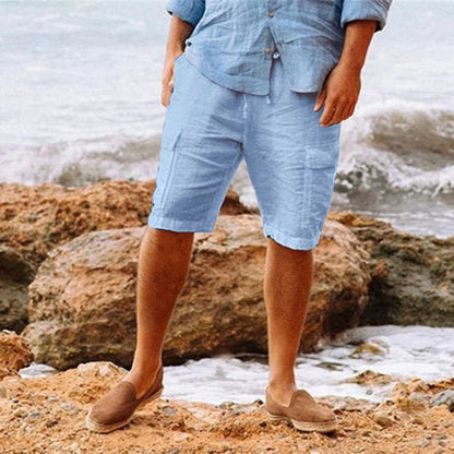 Hardfell | Beach-ready men's linen shorts in white