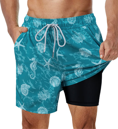 Hardfell | Navy blue swim shorts with vibrant