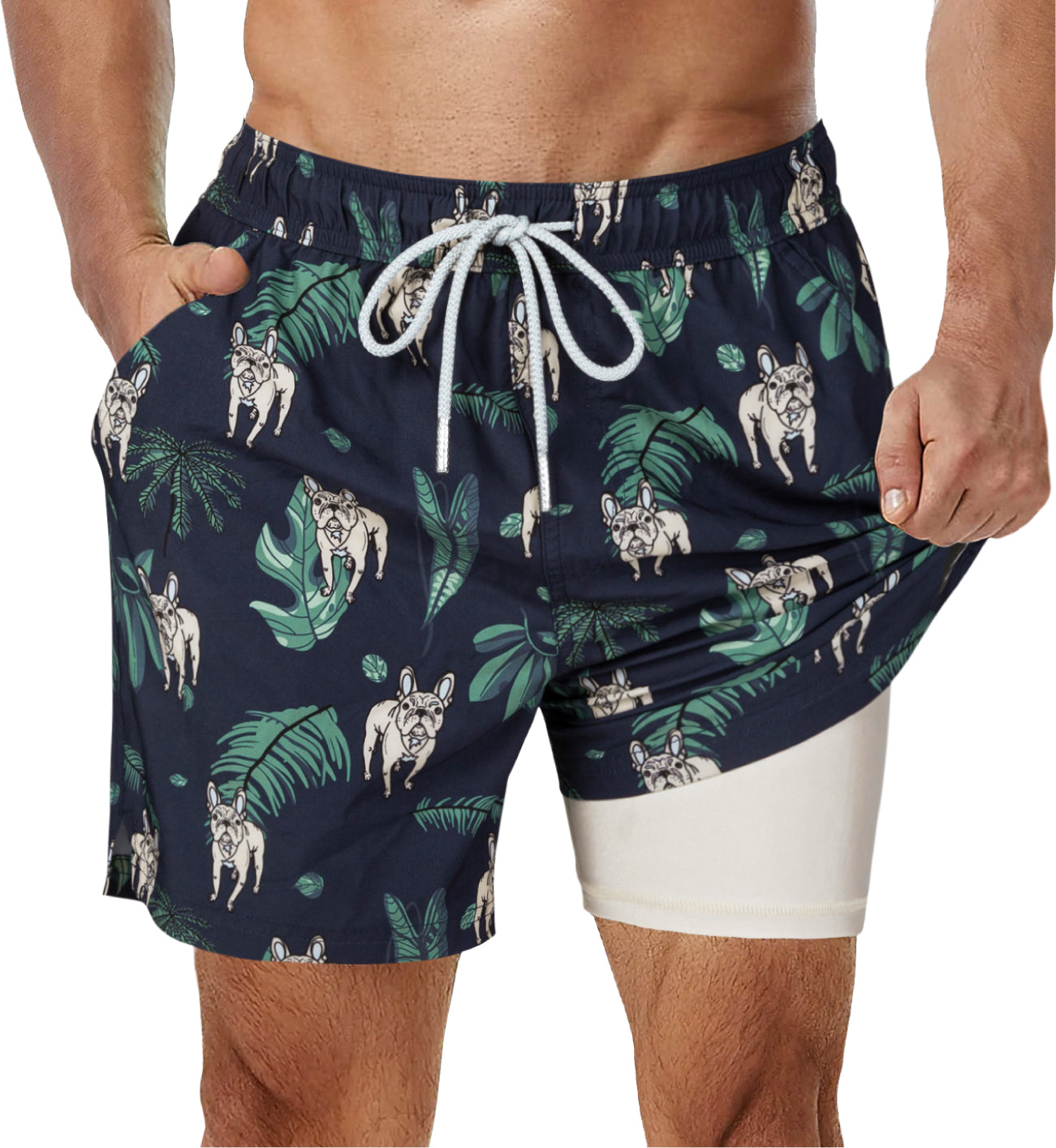 Hardfell | Navy blue swim shorts with vibrant